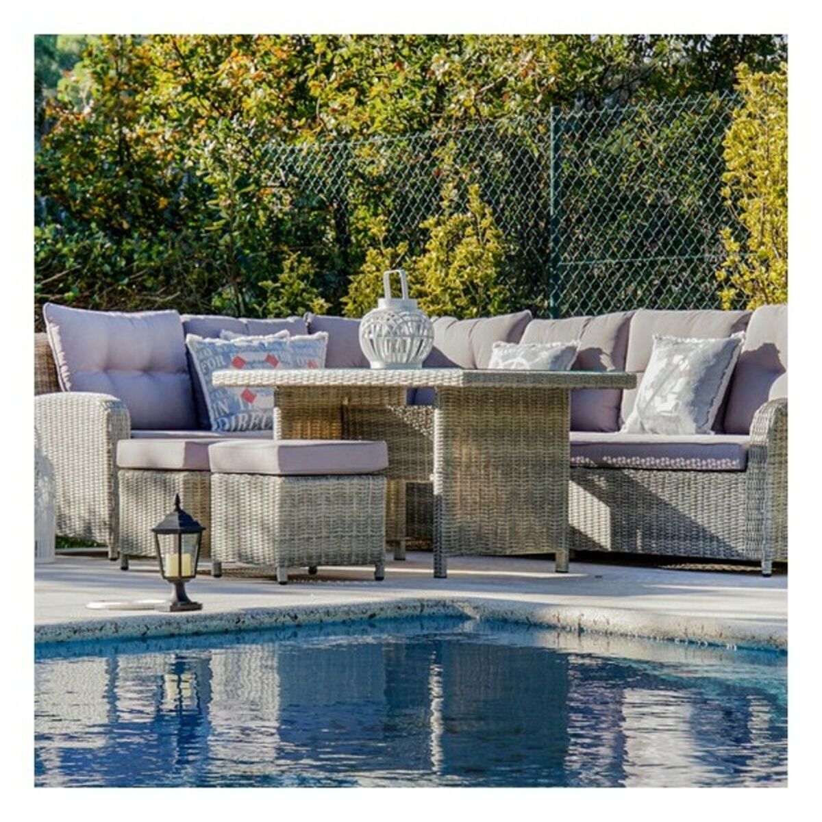 Bank en tafel set DKD Home Decor Buitenkant 267 x 204 x 90 cm (4 pcs) - Afbeelding 2