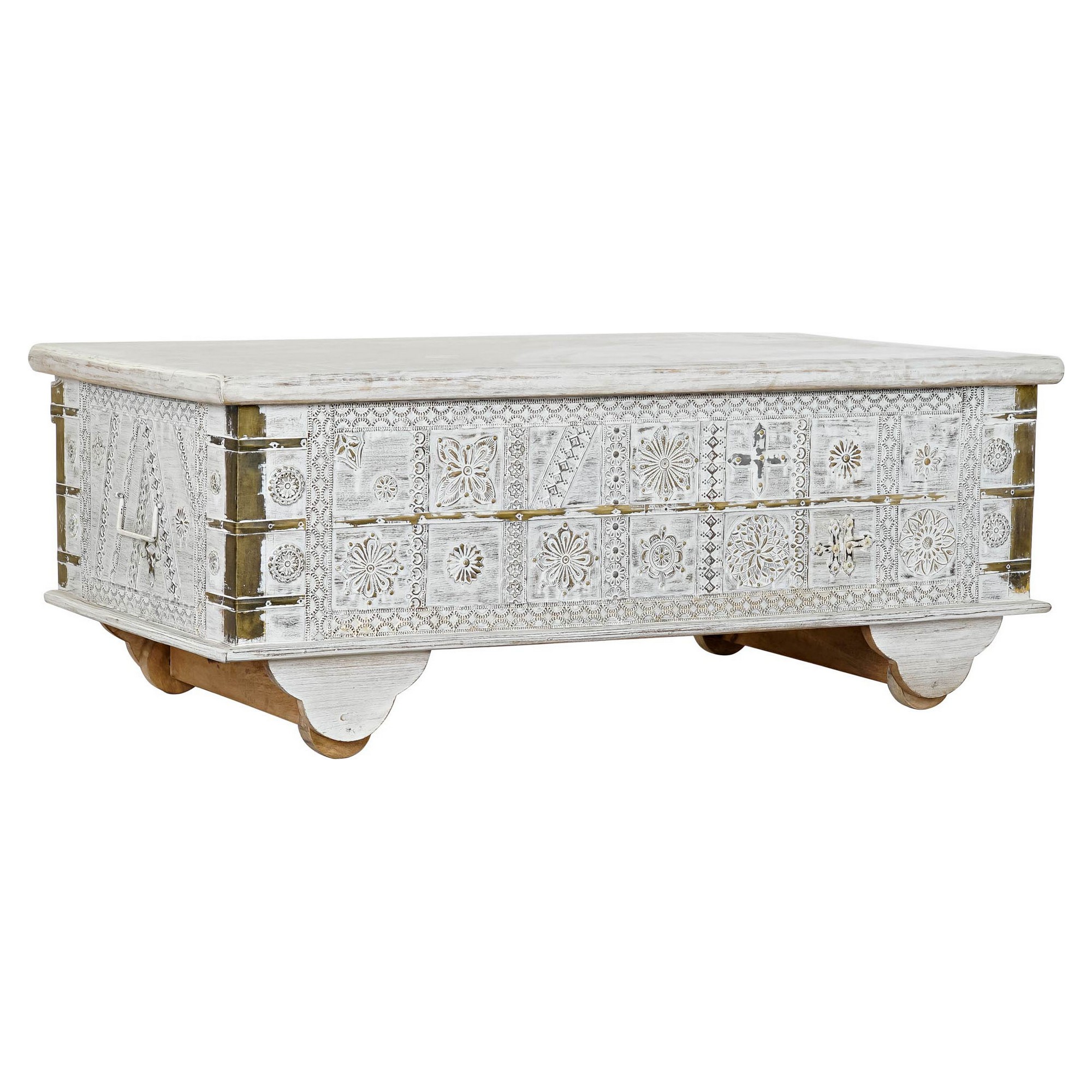 Bijzettafel DKD Home Decor MB-182010 Wit Gouden Metaal Mangohout 115 x 60 x 45 cm - Afbeelding 2