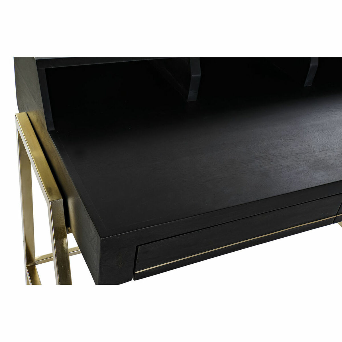 Bureau DKD Home Decor Zwart Metaal Gouden Mangohout (125 x 74 x 93.5 cm) - Afbeelding 2