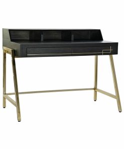 Bureau DKD Home Decor Zwart Metaal Gouden Mangohout (125 x 74 x 93.5 cm)