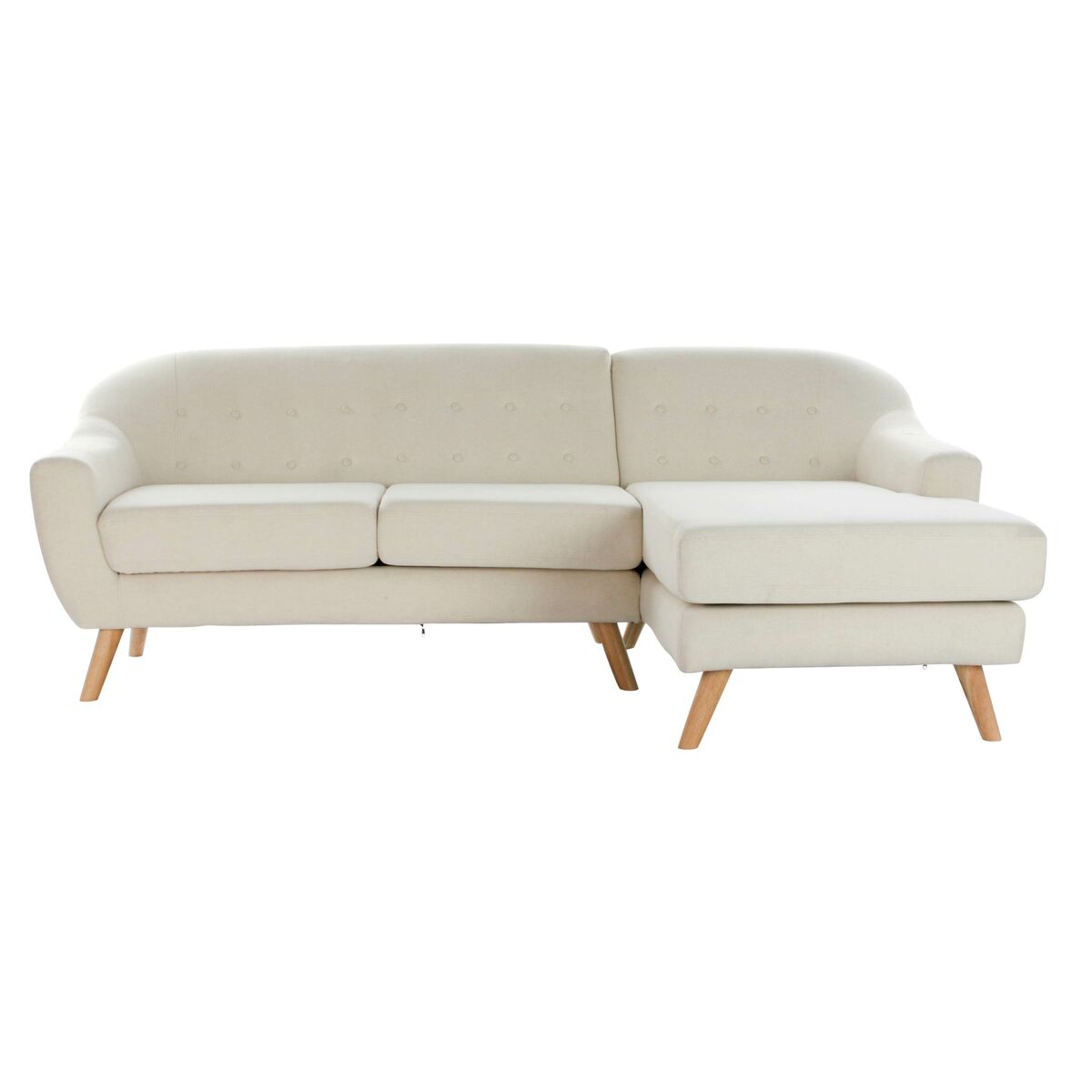 Chaise Longue Sofa DKD Home Decor Crème Rubberwood 226 x 144 x 84 cm - Afbeelding 2
