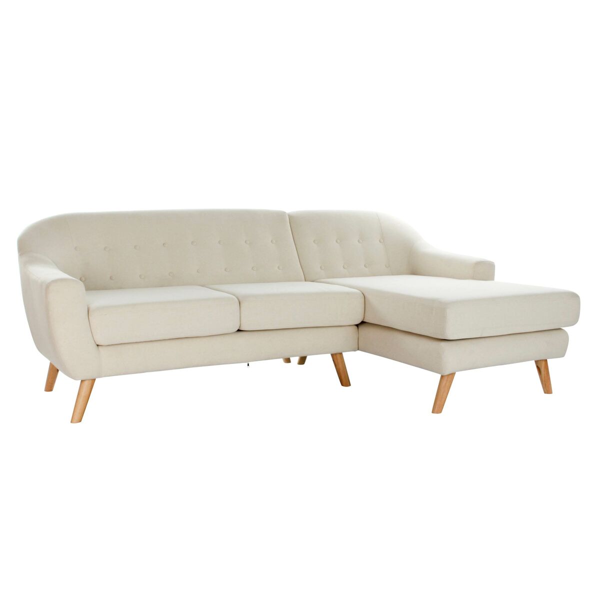 Chaise Longue Sofa DKD Home Decor Crème Rubberwood 226 x 144 x 84 cm