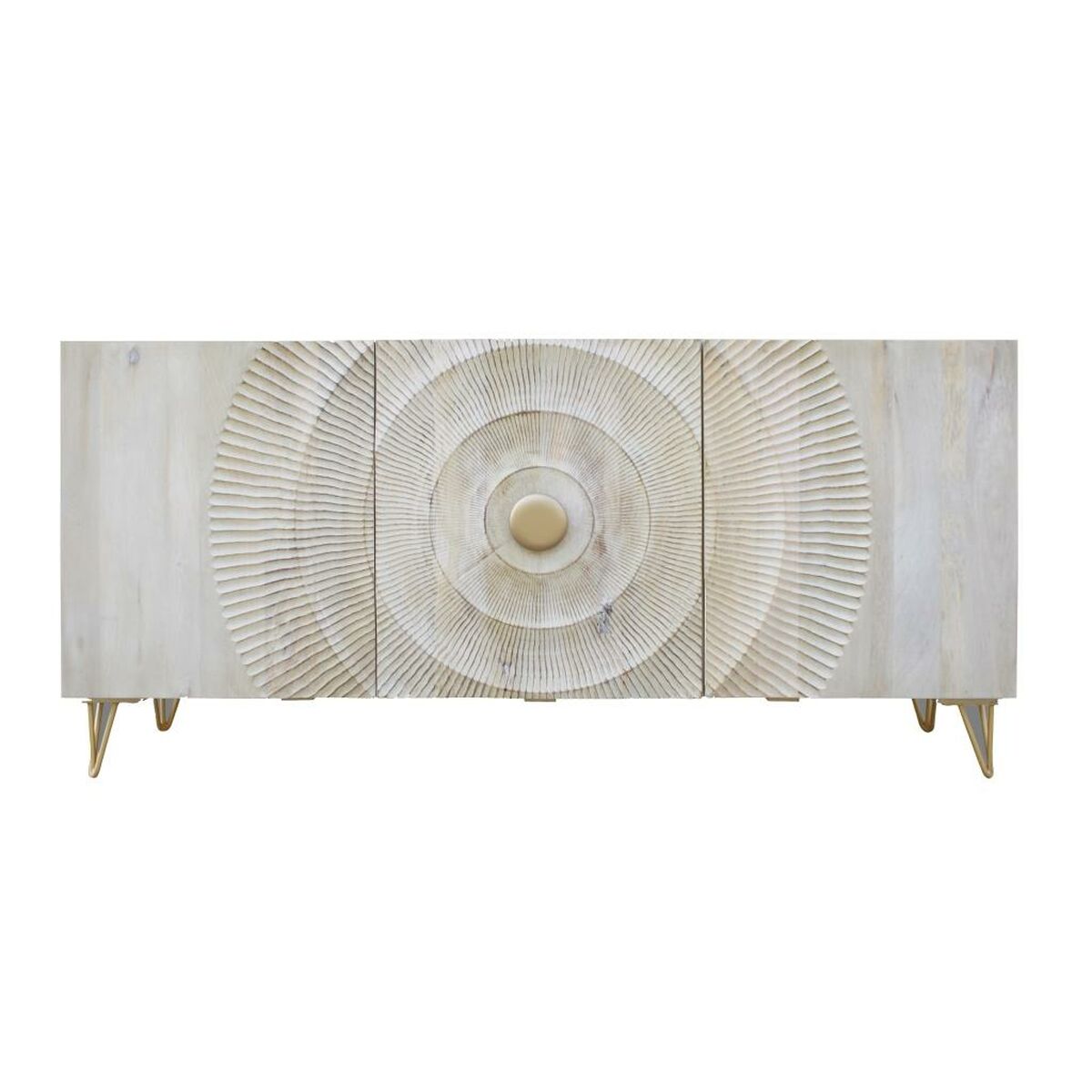 Dientafel DKD Home Decor 160 x 45 x 75 cm Gouden Metaal Wit Mangohout - Afbeelding 2