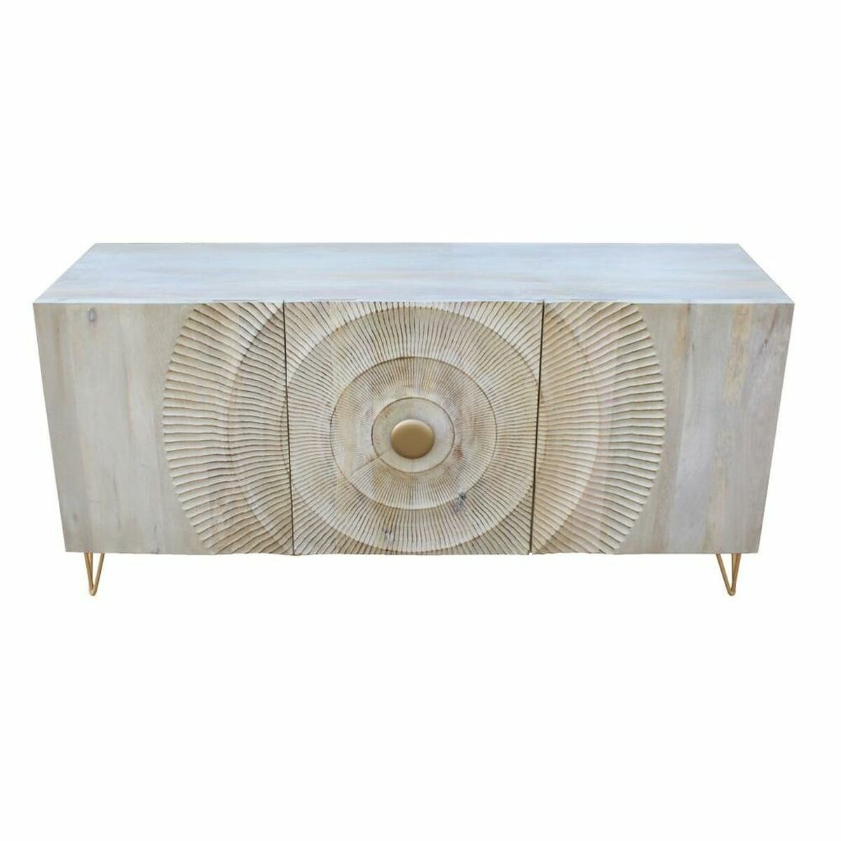 Dientafel DKD Home Decor 160 x 45 x 75 cm Gouden Metaal Wit Mangohout