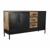 Dientafel DKD Home Decor Bruin Zwart Metaal Mangohout (160 x 40 x 90 cm)