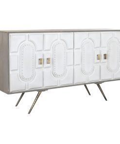 Dientafel DKD Home Decor Grijs Gouden Metaal Wit Mangohout (152 x 43 x 84 cm)