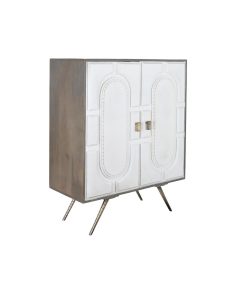 Dientafel DKD Home Decor Grijs Gouden Wit Blik Mangohout (93 x 41 x 114 cm)