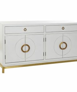 Dientafel DKD Home Decor Kamakura Wit Gouden Metaal Populier 150 x 50 x 80 cm (150 x 50 x 80 cm)