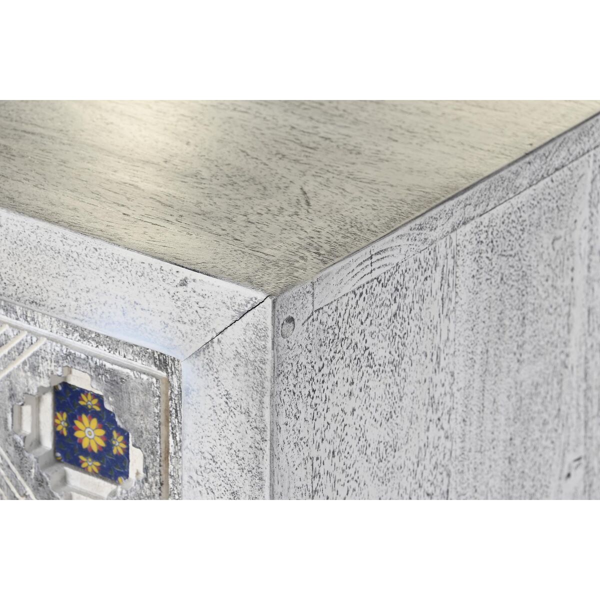 Dientafel DKD Home Decor Keramisch Grijs Wit Mangohout (150 x 38 x 80 cm) - Afbeelding 2