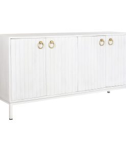 Dientafel DKD Home Decor Metaal Wit Mangohout (152 x 40 x 77 cm)