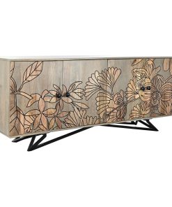 Dientafel DKD Home Decor Natuurlijk Grijs Metaal Mangohout (177 x 45 x 74 cm)