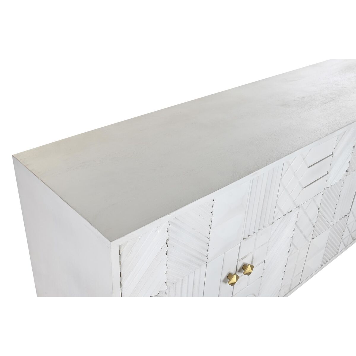 Dientafel DKD Home Decor Ruiten Wit Blik Mangohout (157 x 43 x 84 cm) - Afbeelding 2