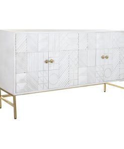 Dientafel DKD Home Decor Ruiten Wit Blik Mangohout (157 x 43 x 84 cm)
