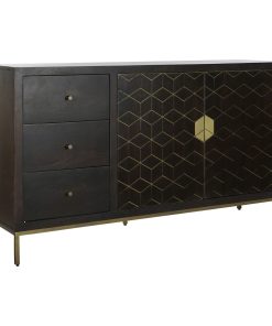 Dientafel DKD Home Decor Zwart Gouden Donkerbruin 160 x 40 x 90 cm