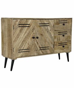 Dientafel DKD Home Decor Zwart Metaal Mangohout (140 x 40 x 93 cm)