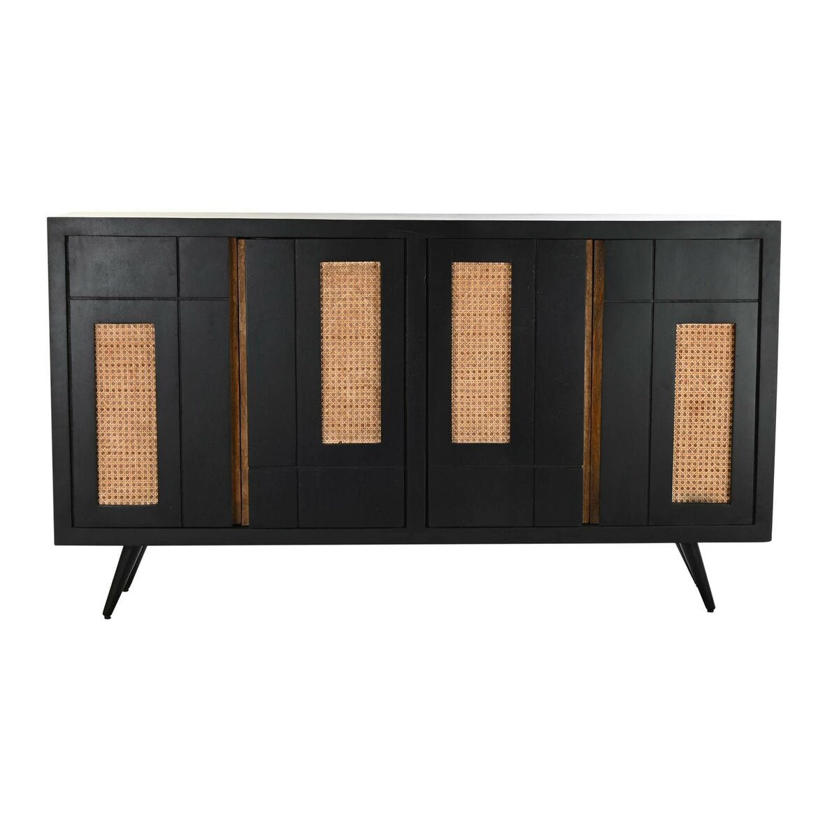 Dientafel DKD Home Decor Zwart Rotan Mangohout (160 x 40 x 90 cm) - Afbeelding 2