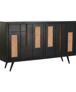 Dientafel DKD Home Decor Zwart Rotan Mangohout (160 x 40 x 90 cm)