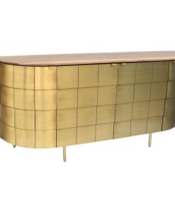 Dientafel Home ESPRIT Gouden Blik Mangohout 197 x 46 x 85 cm