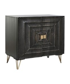 Dientafel Home ESPRIT Zwart Gouden Metaal Mangohout 81 x 45 x 75 cm