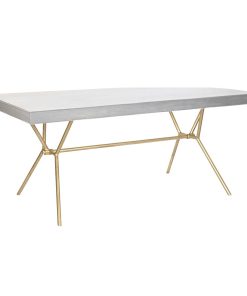 Eettafel DKD Home Decor Grijs Gouden Wit Blik Mangohout (180 x 90 x 76 cm)