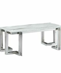 Eettafel DKD Home Decor Kristal Zilverkleurig Staal 180 x 90 x 76 cm Wit