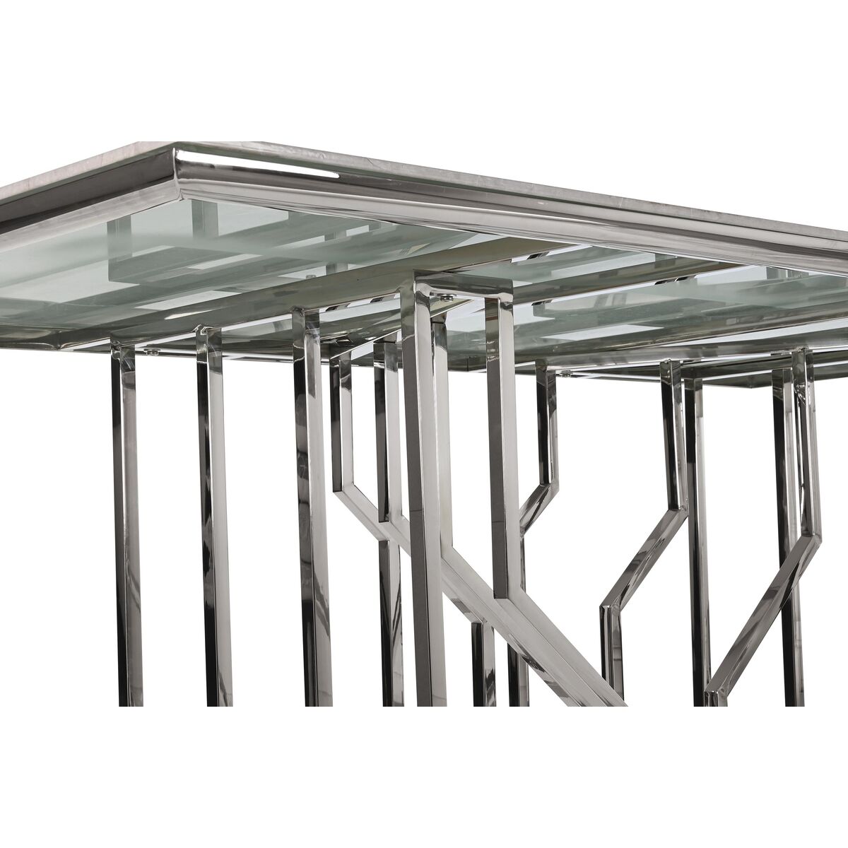 Eettafel DKD Home Decor Zilverkleurig Kristal Staal 180 x 90 x 75 cm Wit - Afbeelding 2