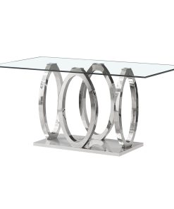 Eettafel Home ESPRIT Staal Gehard glas 160 x 90 x 76 cm
