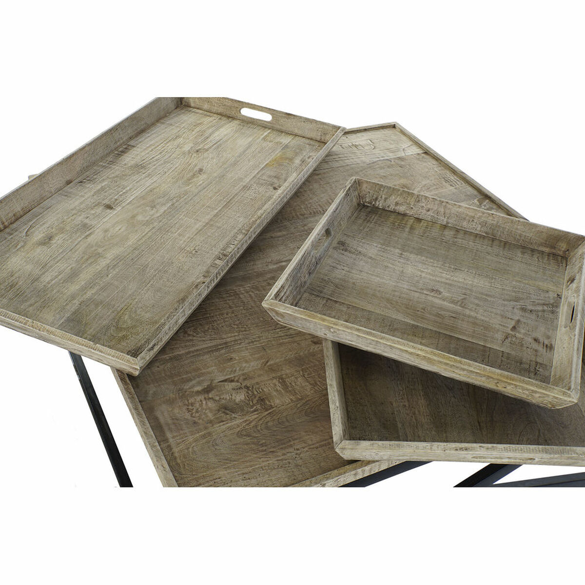Hoofdtafel DKD Home Decor Zwart Natuurlijk Hout Metaal 120 x 120 x 55 cm - Afbeelding 2
