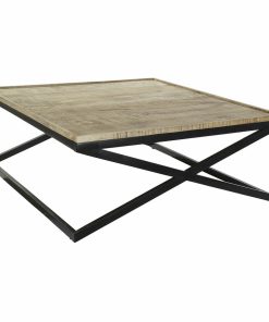 Hoofdtafel DKD Home Decor Zwart Natuurlijk Hout Metaal 120 x 120 x 55 cm