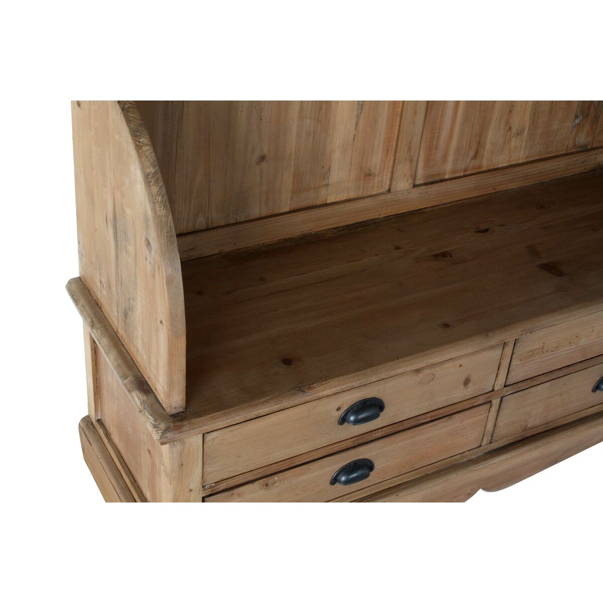 Jassenrek met schap DKD Home Decor Bruin Zwart Pijnboom Spiegel Natuurlijk Alpino 124 x 40 x 200 cm - Afbeelding 2