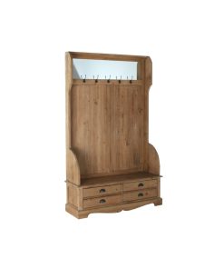 Jassenrek met schap DKD Home Decor Bruin Zwart Pijnboom Spiegel Natuurlijk Alpino 124 x 40 x 200 cm
