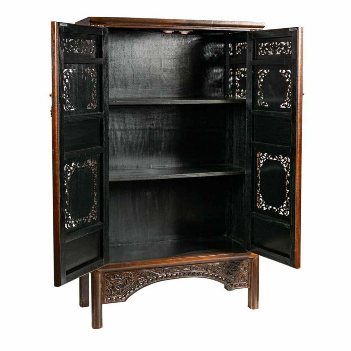 Kast Alexandra House Living Bruin Hout Elmhout 40 x 160 x 95 cm Orientaals 2 Planken - Afbeelding 2