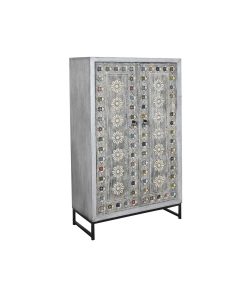 Kast DKD Home Decor Grijs Wit Mangohout (90 x 38 x 150 cm)