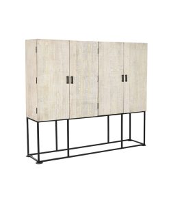 Kast Home ESPRIT Wit Zwart Metaal Mangohout 180 x 40 x 160 cm