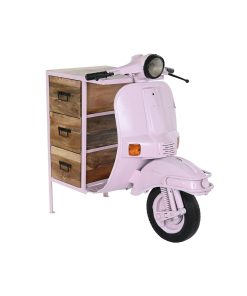 Ladenkast DKD Home Decor 100 x 68 x 105 cm Metaal Motorfiets Licht Roze Mangohout