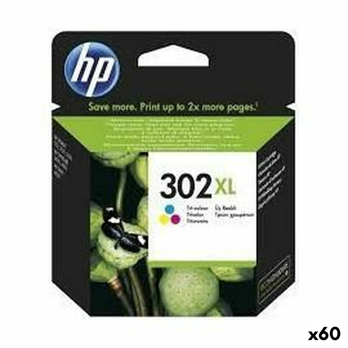 Originele inkt cartridge HP 302XL Tricolor (60 Stuks)