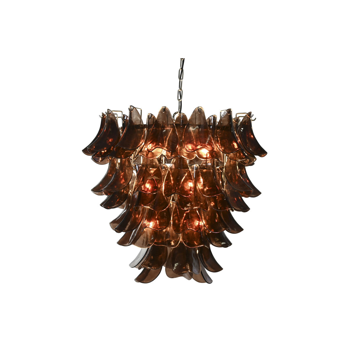 Plafondlamp Home ESPRIT Bruin Zilverkleurig Kristal Staal 25 W 80 x 80 x 80 cm - Afbeelding 2