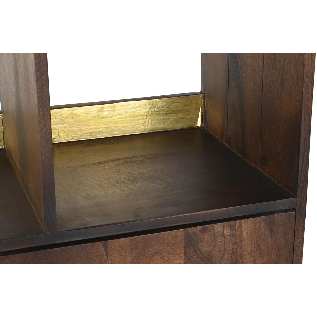Planken DKD Home Decor Zwart Gouden Metaal Donkerbruin Mangohout 4 Planken (90 x 35 x 200 cm) - Afbeelding 2
