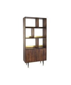 Planken DKD Home Decor Zwart Gouden Metaal Donkerbruin Mangohout 4 Planken (90 x 35 x 200 cm)