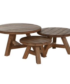 Alternative view of Set van 3 tafels Home ESPRIT Teakhout 80 x 80 x 43 cm