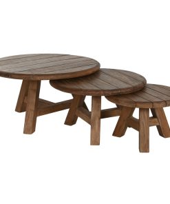 Set van 3 tafels Home ESPRIT Teakhout 80 x 80 x 43 cm