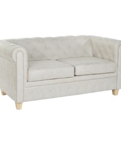 Sofa DKD Home Decor 151 x 82 x 70 cm Natuurlijk Hout Bruin Crème Vintage