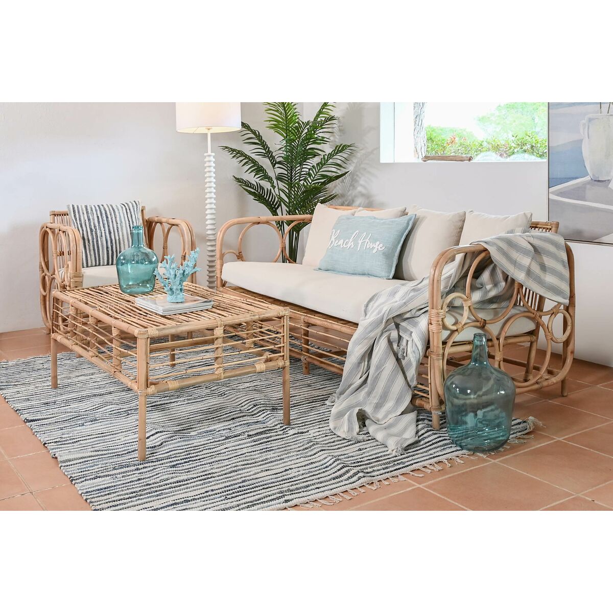 Sofa Home ESPRIT Wit Natuurlijk 192 x 72 x 75 cm - Afbeelding 2