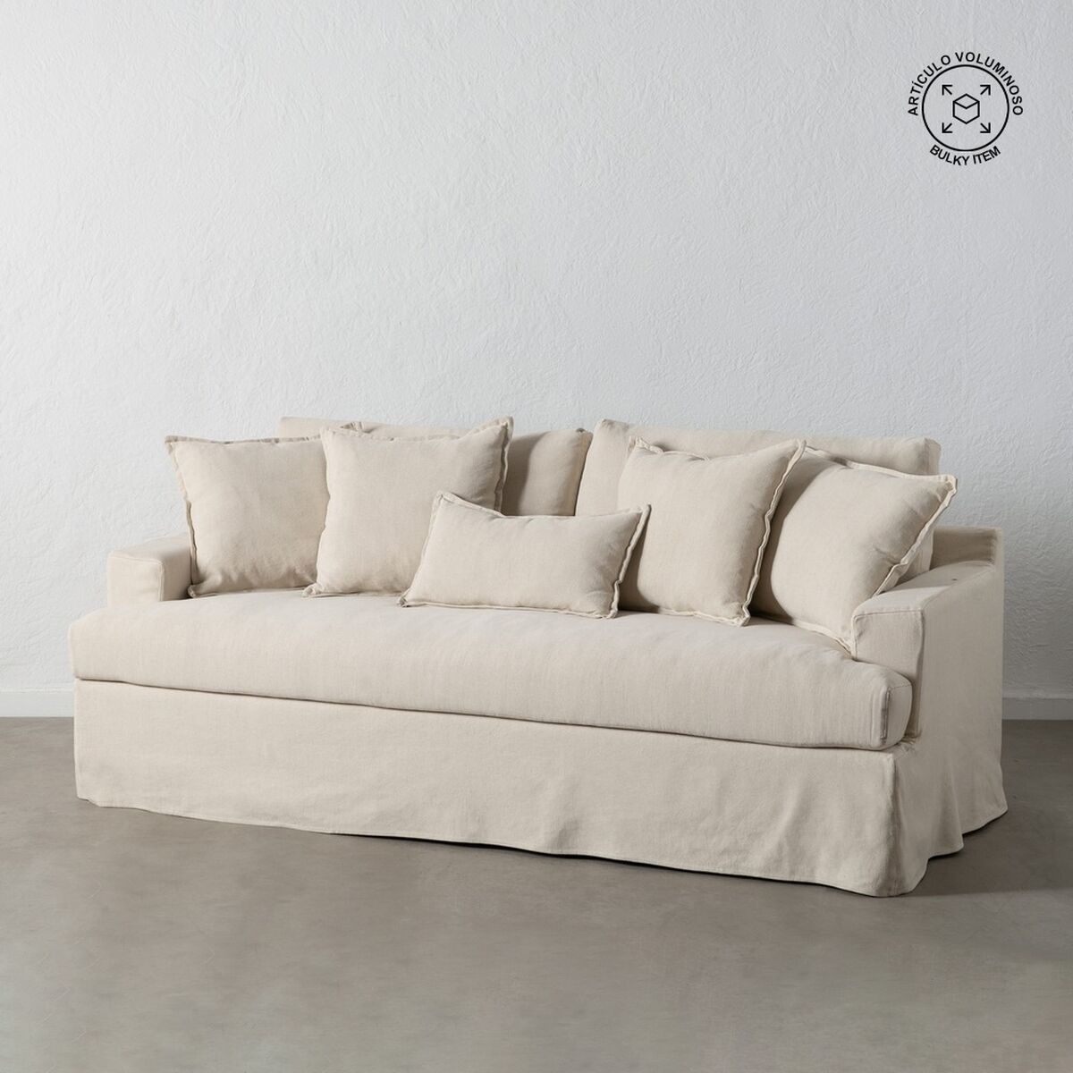 Sofa Zwart Crème 215 x 94 x 94 cm - Afbeelding 2