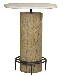 Tafel Home ESPRIT Wit Natuurlijk Marmer Teakhout 90 x 90 x 114 cm