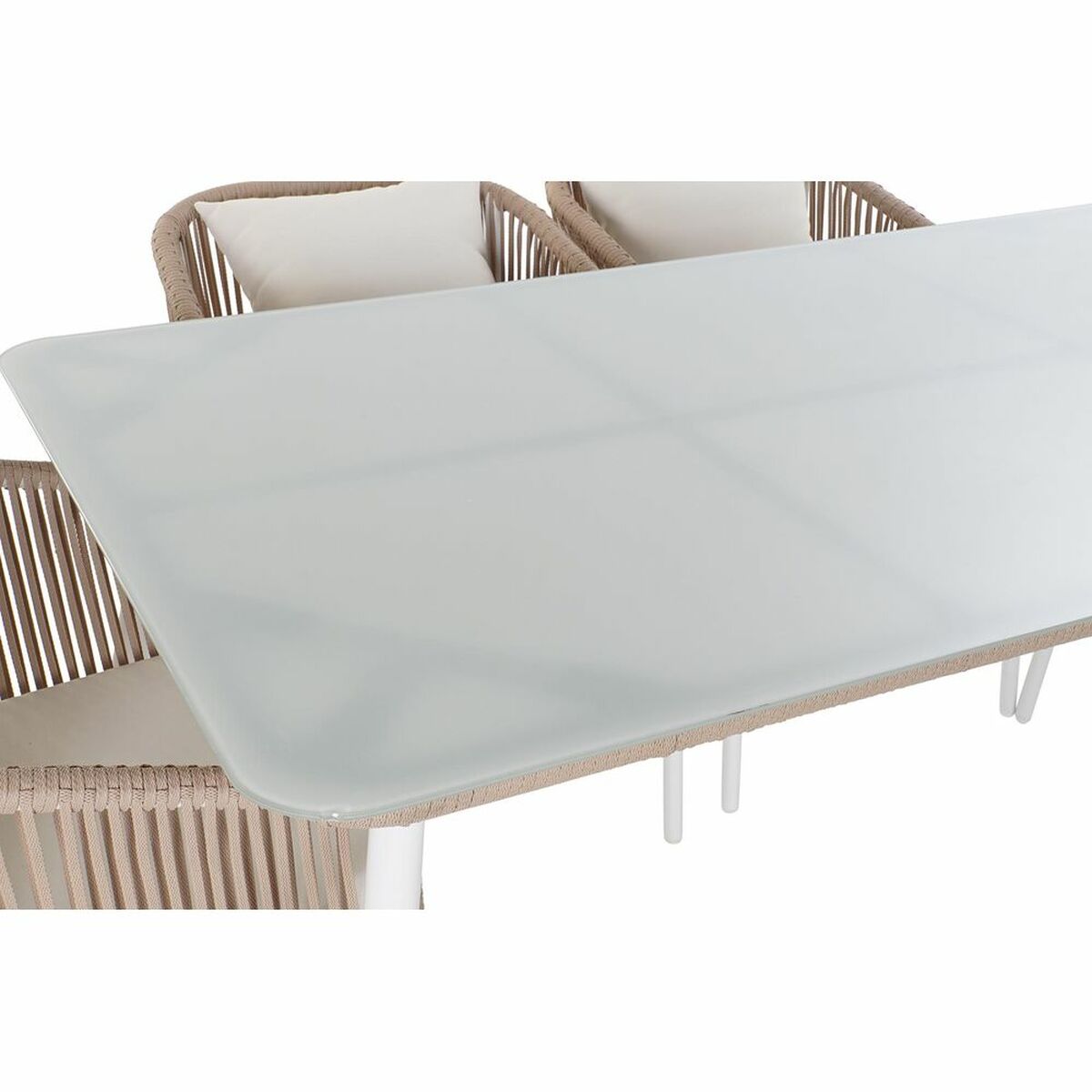 Tafel met stoelen DKD Home Decor Beige 78 cm 163 x 95 x 6 cm - Afbeelding 2