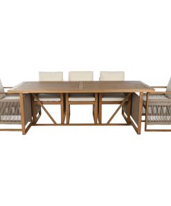 Tafel met stoelen Home ESPRIT Bruin Touw Eucalyptushout 230 x 100 x 75 cm