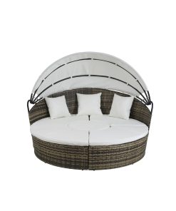 Tuinbed DKD Home Decor Wit Aluminium Staal Synthetische rotan 175 x 175 x 145 cm