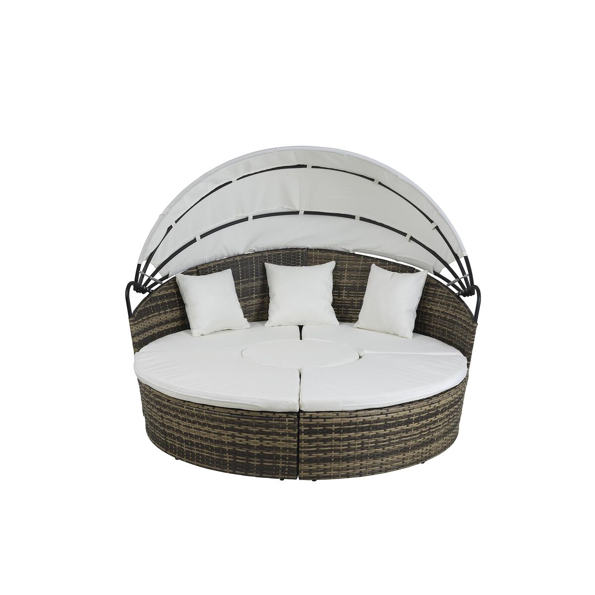 Tuinbed DKD Home Decor Wit Aluminium Staal Synthetische rotan 175 x 175 x 145 cm