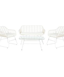 Tuinmeubilair DKD Home Decor Wit 124 x 74 x 84 cm (4 Onderdelen)